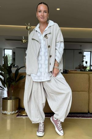 Made in Italy Cooper Needlecord Cap Sleeve Jacket Stone